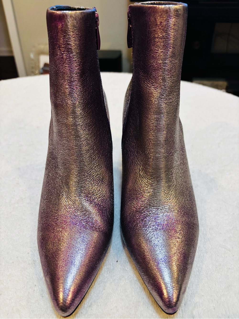 Steven By Steve Madden Metallic Iridescent Purple Ankle Boots
